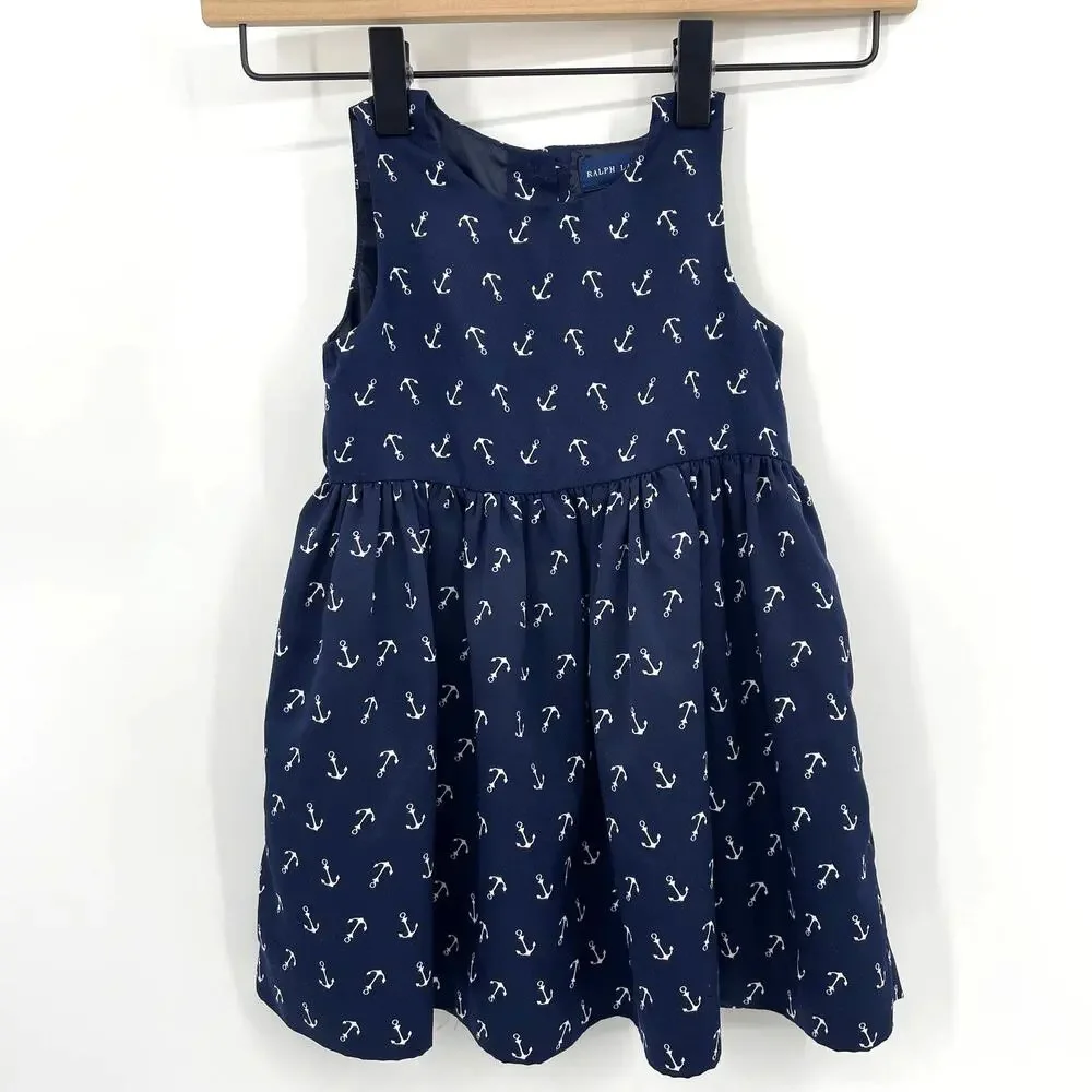 RALPH LAUREN Nautical Anchor Dress Baby Size 24M Sleeveless A-Line Summer